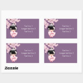 Sticker Rectangulaire Poupée blanche Kimono Kokeshi - mignonne Geisha Gi (Feuille)