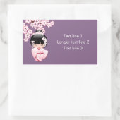 Sticker Rectangulaire Poupée blanche Kimono Kokeshi - mignonne Geisha Gi (Sac)