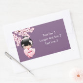 Sticker Rectangulaire Poupée blanche Kimono Kokeshi - mignonne Geisha Gi (Enveloppe)