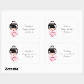 Sticker Rectangulaire Poupée blanche Kimono Kokeshi - mignonne Geisha Gi (Feuille)