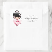 Sticker Rectangulaire Poupée blanche Kimono Kokeshi - mignonne Geisha Gi (Sac)