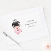 Sticker Rectangulaire Poupée blanche Kimono Kokeshi - mignonne Geisha Gi (Enveloppe)