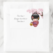Sticker Rectangulaire Poupée Sakura Kokeshi - jolie fille japonaise Geis (Sac)