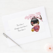 Sticker Rectangulaire Poupée Sakura Kokeshi - jolie fille japonaise Geis (Enveloppe)