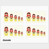 Sticker Rectangulaire Poupées de nidification de la russie rouge (Feuille)