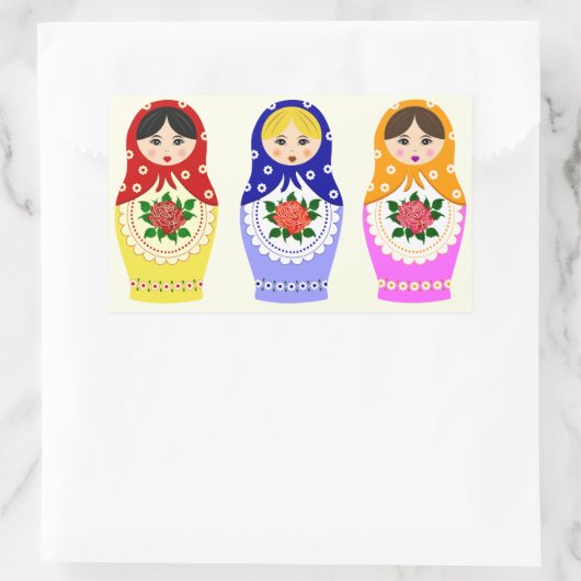 Sticker Rectangulaire Poupées matryoshka russes (Sac)
