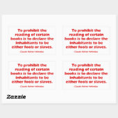 Sticker Rectangulaire Pour interdire la lecture de certains livres (Feuille)