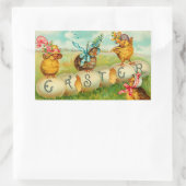 Sticker Rectangulaire Poussins d'oeufs de Pâques vintages (Sac)