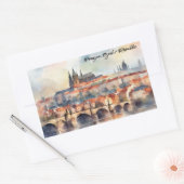 Sticker Rectangulaire Prague Czech Republic Watercolor Panorama View (Enveloppe)