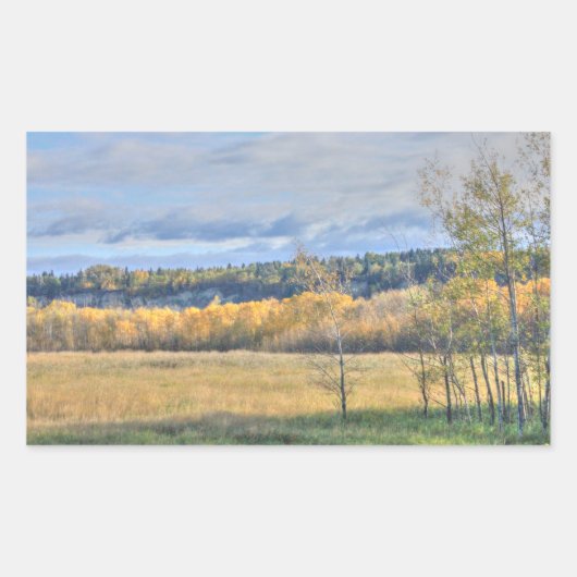 Sticker Rectangulaire Pré avec Aspens (Devant)