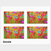 Sticker Rectangulaire Pré sauvage dans l'art pop fleuri (Feuille)