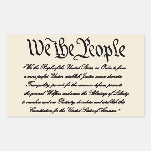 Sticker Rectangulaire Préambule des États-Unis (Devant)