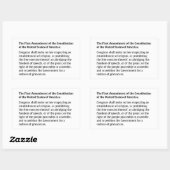 Sticker Rectangulaire Premier amendement de la Constitution (Feuille)