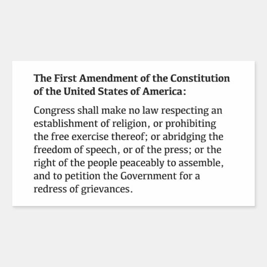 Sticker Rectangulaire Premier amendement de la Constitution (Devant)