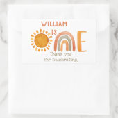 Sticker Rectangulaire Premier anniversaire aquarelle Boho arc-en-ciel et (Sac)