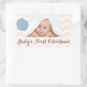 Sticker Rectangulaire Premier Noël de bébé avec photo (Sac)