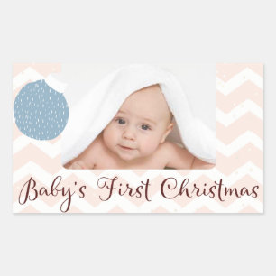 Sticker Rectangulaire Premier Noël de bébé avec photo