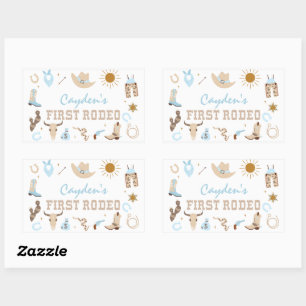 Sticker Rectangulaire Premier Pastel de Rodéo pour Premier Anniversaire