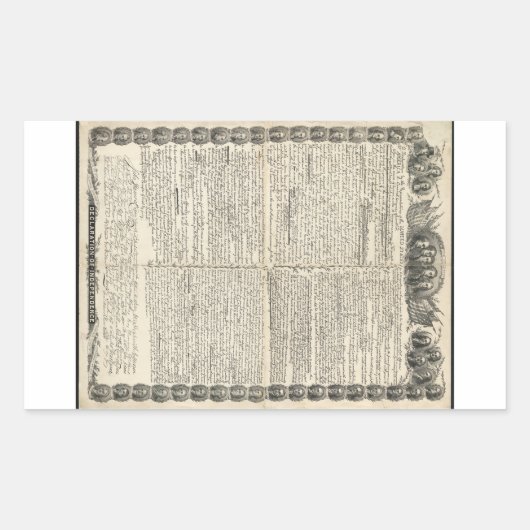 Sticker Rectangulaire Premier projet de déclaration d'indépendance (Devant)