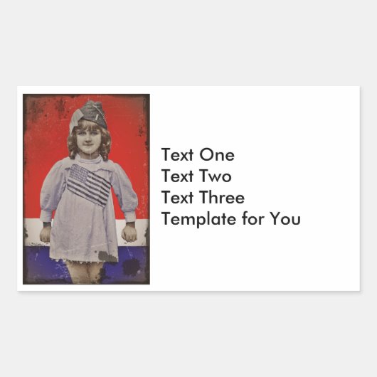 Sticker Rectangulaire Première Guerre mondiale, fille en robe de drapeau (Devant)
