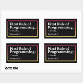 Sticker Rectangulaire Première règle de programmation (Feuille)