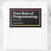 Sticker Rectangulaire Première règle de programmation (Sac)