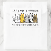 Sticker Rectangulaire Prend un village aider les chats sans abri (Sac)