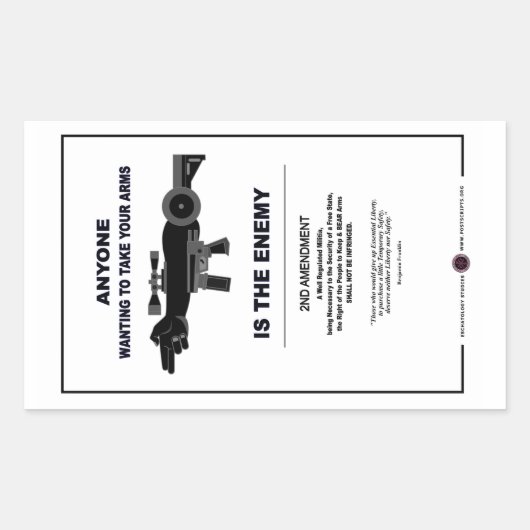 Sticker Rectangulaire Prendre les armes - 2e amendement (Devant)