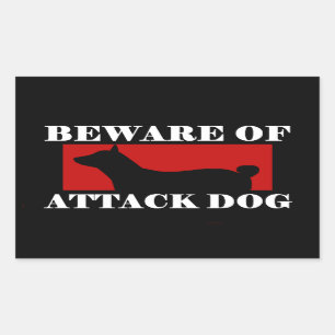 Sticker Rectangulaire Prenez garde du chien d'attaque - Basenji