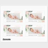 Sticker Rectangulaire Présentation d'une faire-part de naissance florale (Feuille)