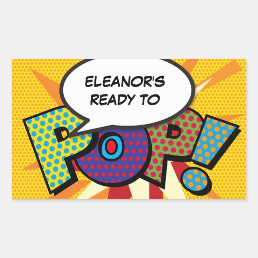 Sticker Rectangulaire Prêt à POP Baby shower amusant moderne (Devant)