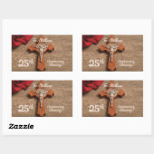 Sticker Rectangulaire Prêtre 25ème anniversaire de l'Ordination Rose et  (Feuille)