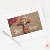Sticker Rectangulaire Prêtre 25ème anniversaire de l'Ordination Rose et  (Enveloppe)