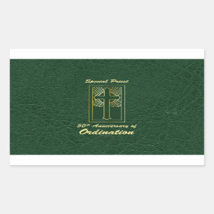 Sticker Rectangulaire Prêtre 50e anniversaire de l'ordination look cuir