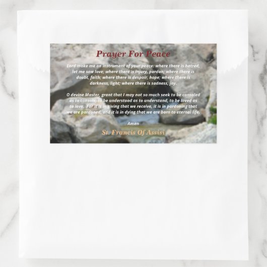 Sticker Rectangulaire Prière pour la paix (Sac)