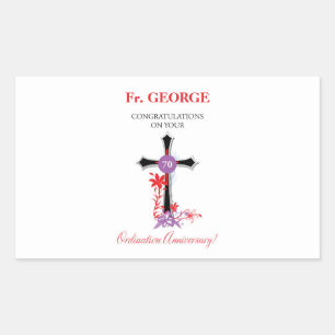 Sticker Rectangulaire Priest 70ème anniversaire de l'ordination Croix no