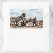 Sticker Rectangulaire Printemps - Renard arctique (Sac)