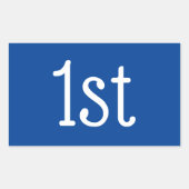 Sticker Rectangulaire Prix du gagnant de la 1ère place bleu et blanc (Devant)
