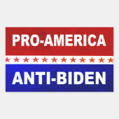 Sticker Rectangulaire Pro-America Anti-Biden rouge, blanc et bleu (Devant)