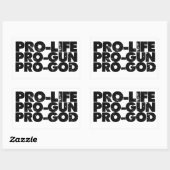 Sticker Rectangulaire Pro-life Pro-gun Pro-dieu (Feuille)