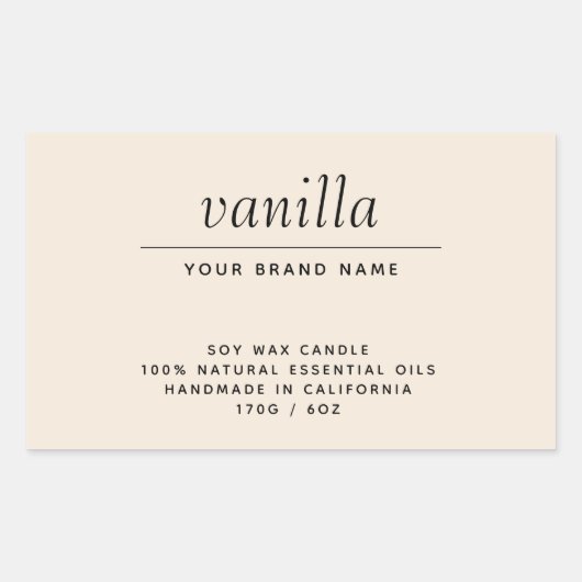 Sticker Rectangulaire Produit d'emballage moderne beige bougie (Devant)