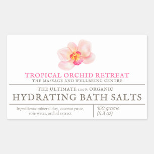 Sticker Rectangulaire Produits de beauté ingrédients orchidée aquarelle