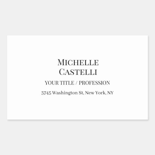 Sticker Rectangulaire Professional Unique Classical Simple Black & White (Devant)