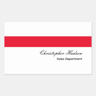 Sticker Rectangulaire Professionnel Simple Rouge Blanc