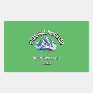 Sticker Rectangulaire Profitez de Mountain Majesty. Journée internationa
