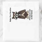 Sticker Rectangulaire Profitez De Votre Vacance Mischievous Raccoon (Sac)
