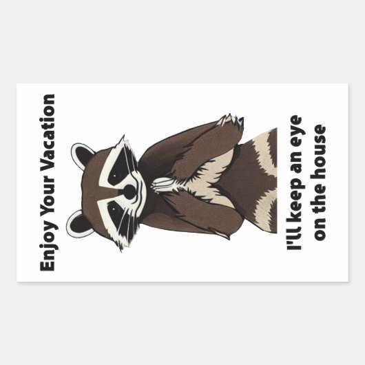 Sticker Rectangulaire Profitez De Votre Vacance Mischievous Raccoon (Devant)
