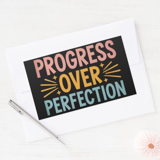 Sticker Rectangulaire Progrès de l'enseignant sur la perfection Retour à (Enveloppe)