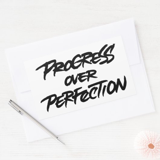 Sticker Rectangulaire Progrès sur la perfection (Enveloppe)
