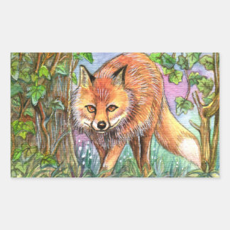 Sticker Rectangulaire Promenade De Fox Dans Les Bois